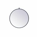 Blueprints 28 in. Metal Frame Round Mirror with Decorative Hook Blue BL2954312